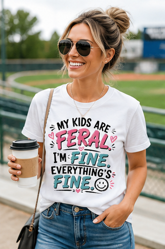 My Kids Are Feral. I'm Fine. 😊 | Funny Parent T-Shirt