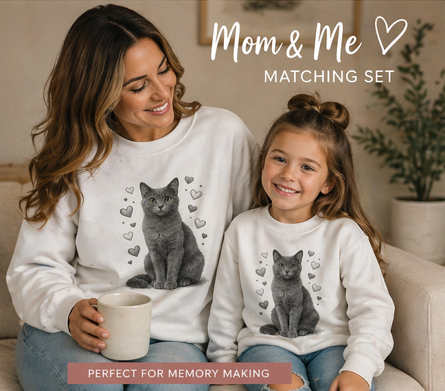 Gray Cat with Heart T-Shirt