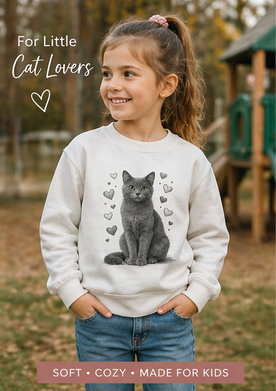 Gray Cat with Heart T-Shirt