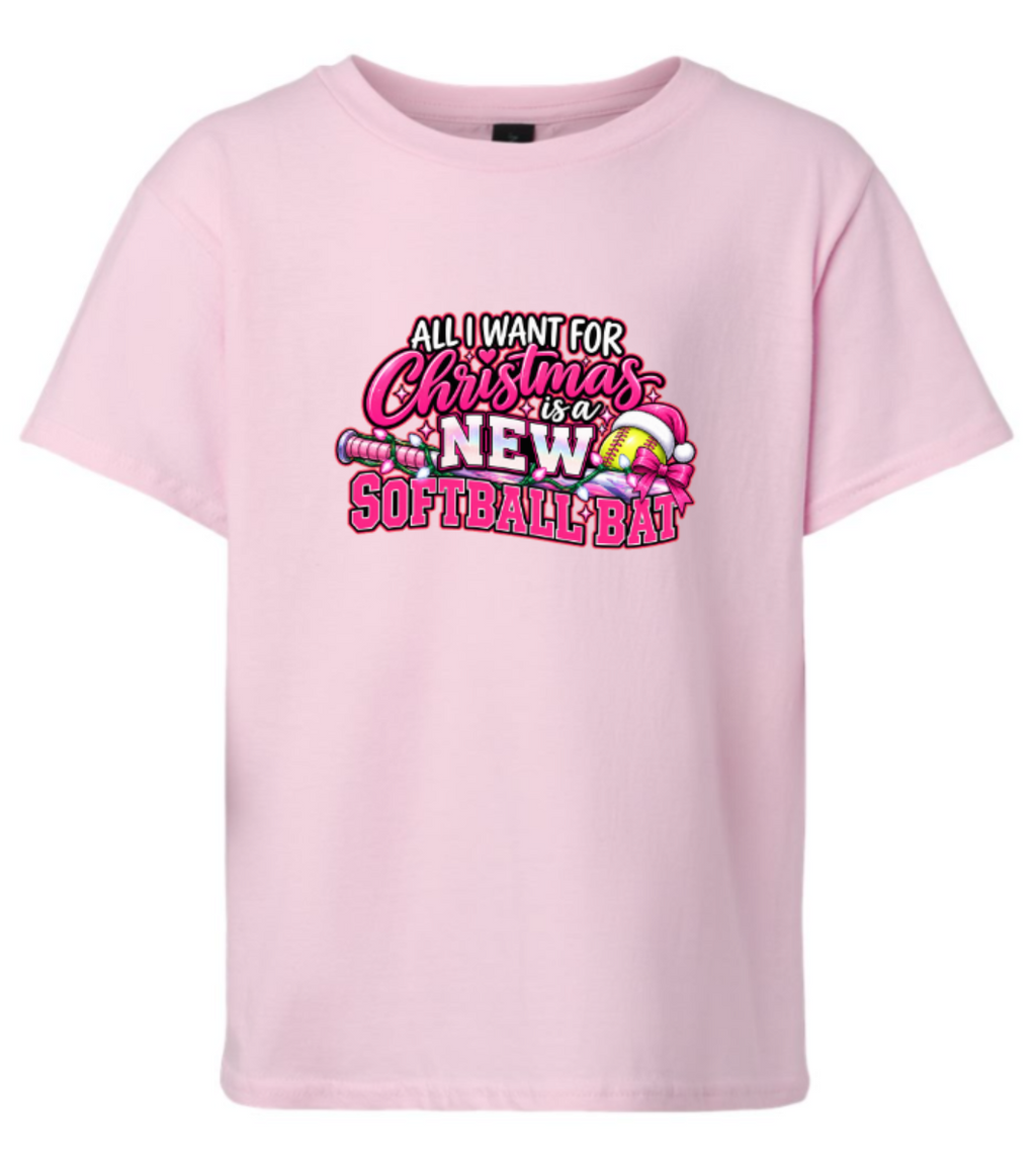 🎄 All I Want for Christmas Is a New Softball Bat Tee 🥎