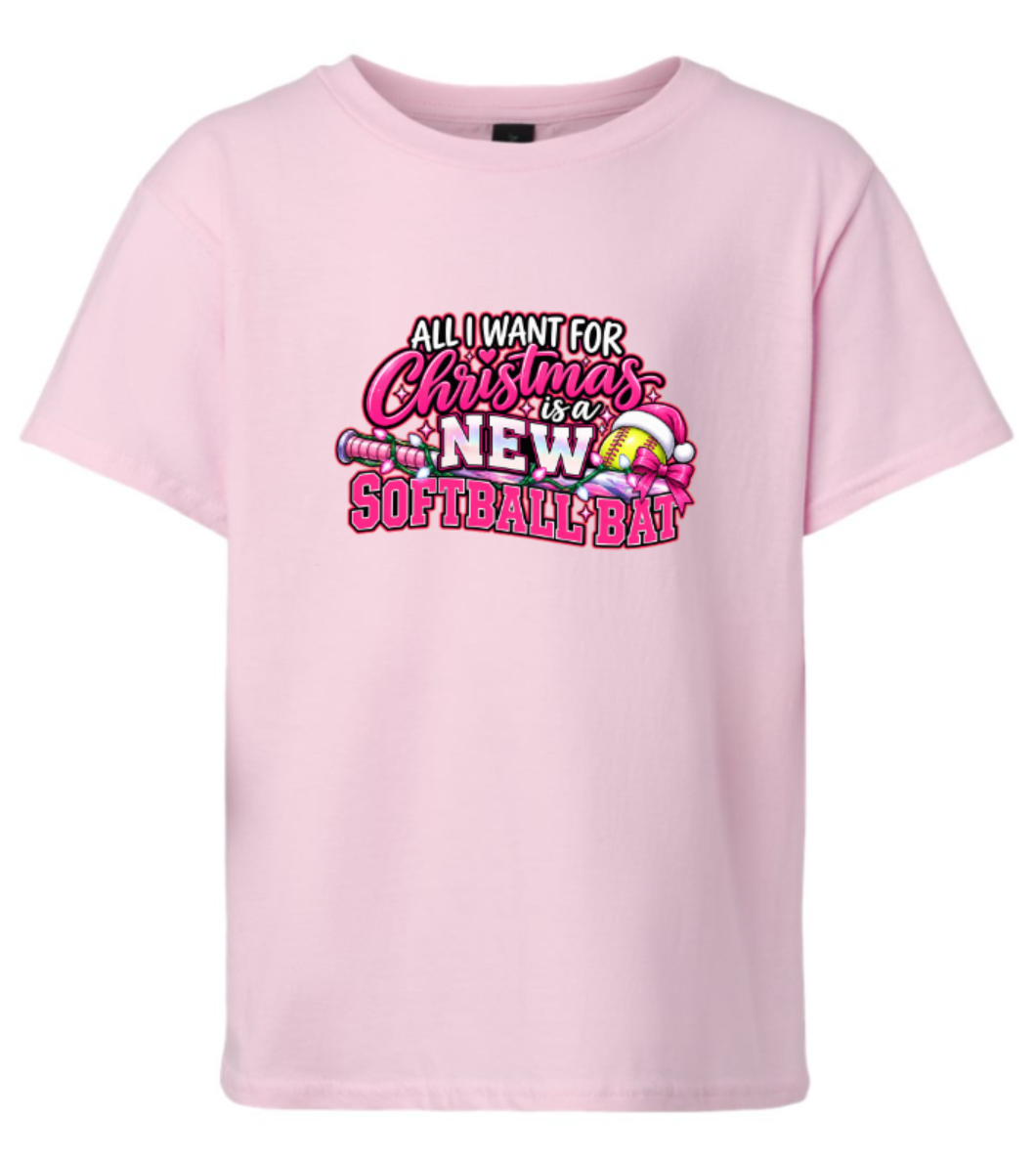 🎄 All I Want for Christmas Is a New Softball Bat Tee 🥎