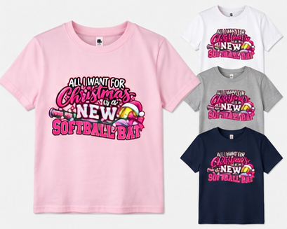 🎄 All I Want for Christmas Is a New Softball Bat Tee 🥎