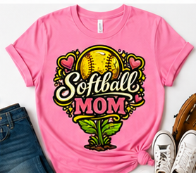Mom Softball Flower Tee - Cotton Collection