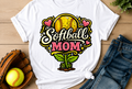 Mom Softball Flower Tee - Cotton Collection
