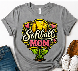 Mom Softball Flower Tee - Cotton Collection
