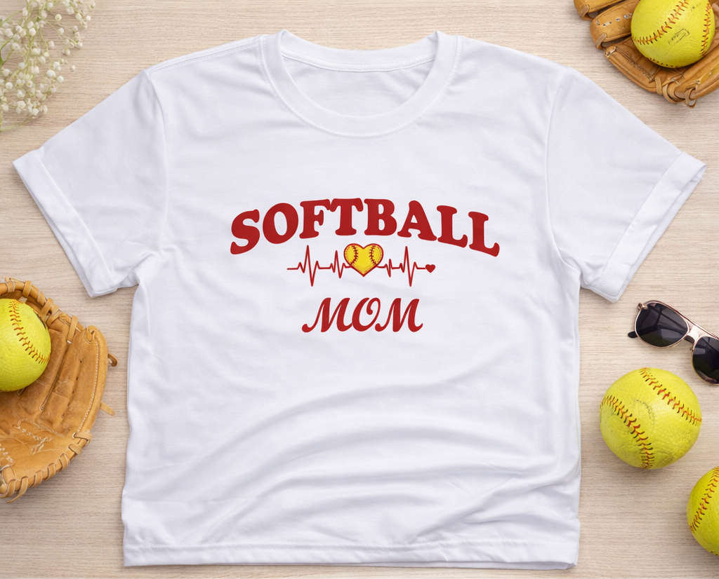 Softball Mom Heartbeat T-Shirt